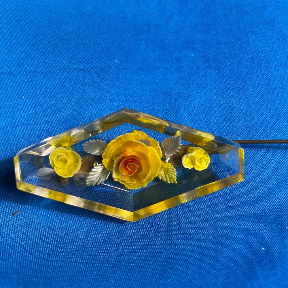 Vintage Lucite Rose Brooch